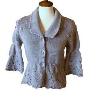 Hekla & Co gray cardigan sweater Size Small